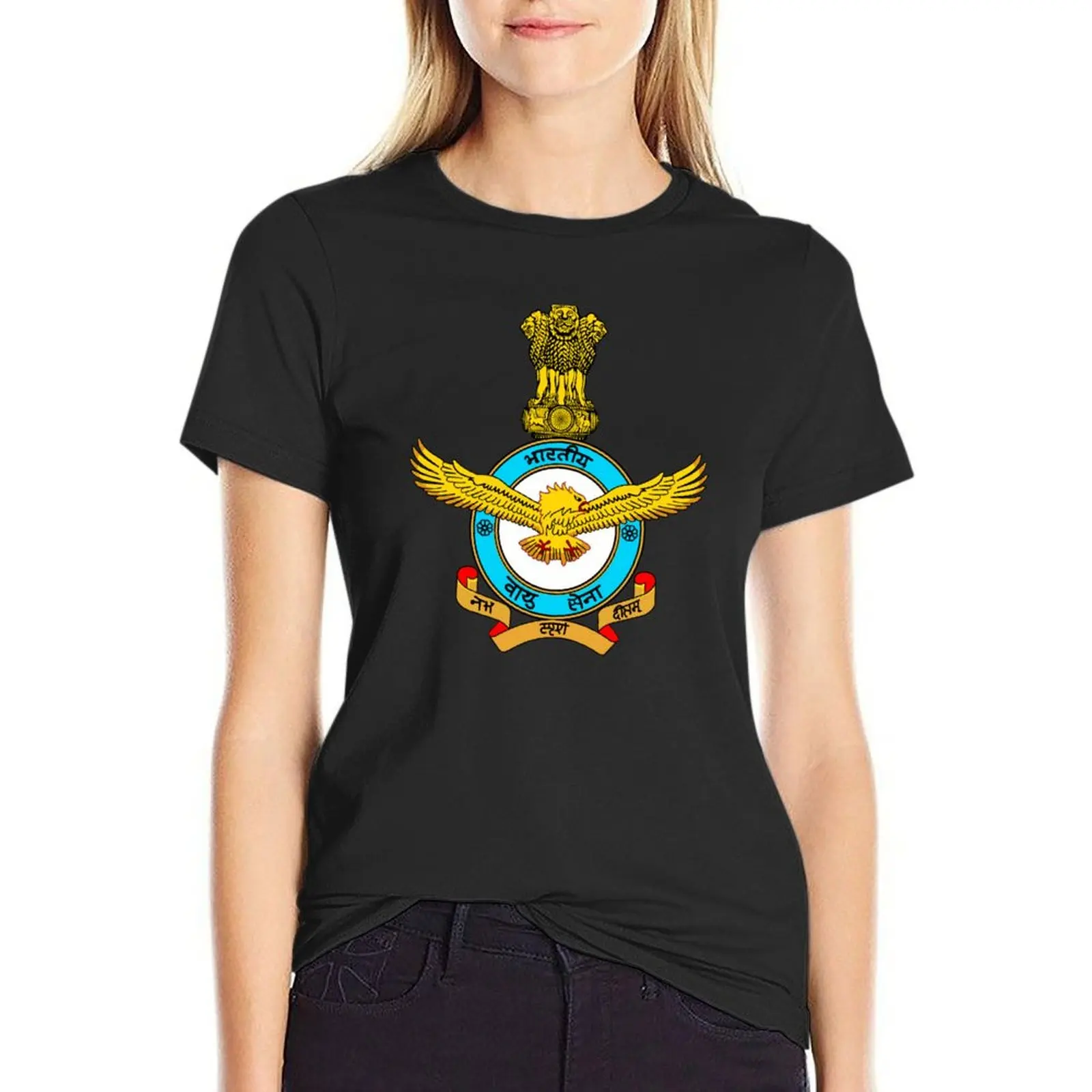 INDIA AIR FORCE IAF BADGE T-shirt cute clothes funny animal print shirt for girls black t-shirts for Women