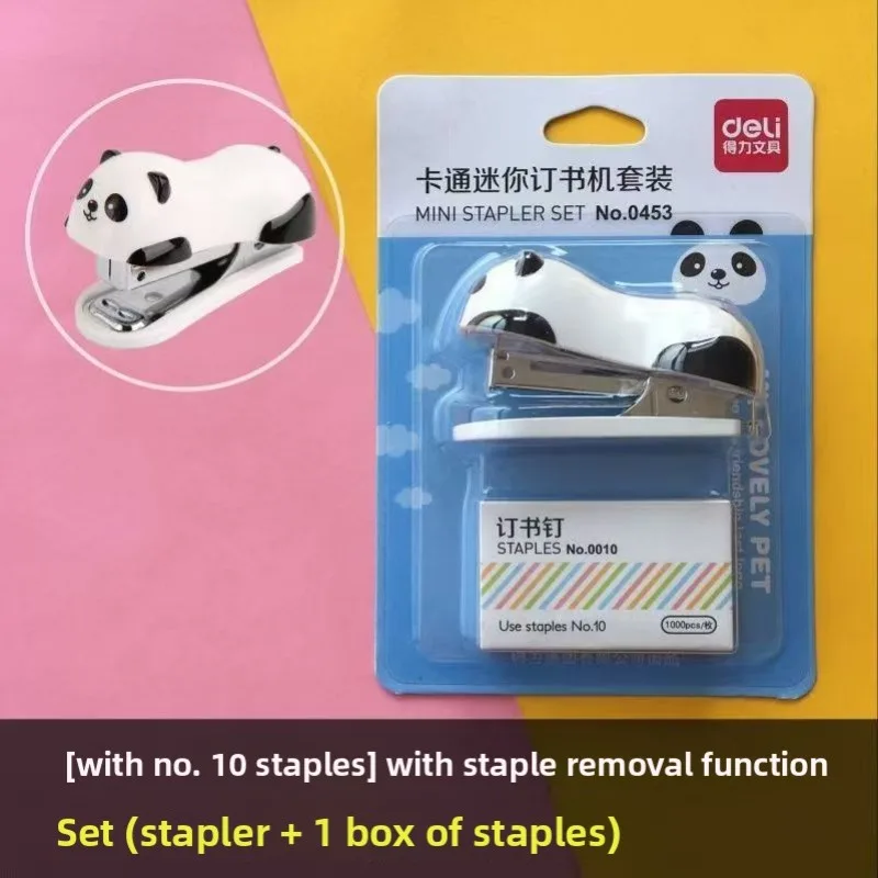 Set di cucitrici combinate Little Panda Graffette da 10 dimensioni Mini strumento di rilegatura portatile per studenti scolastici per ufficio
