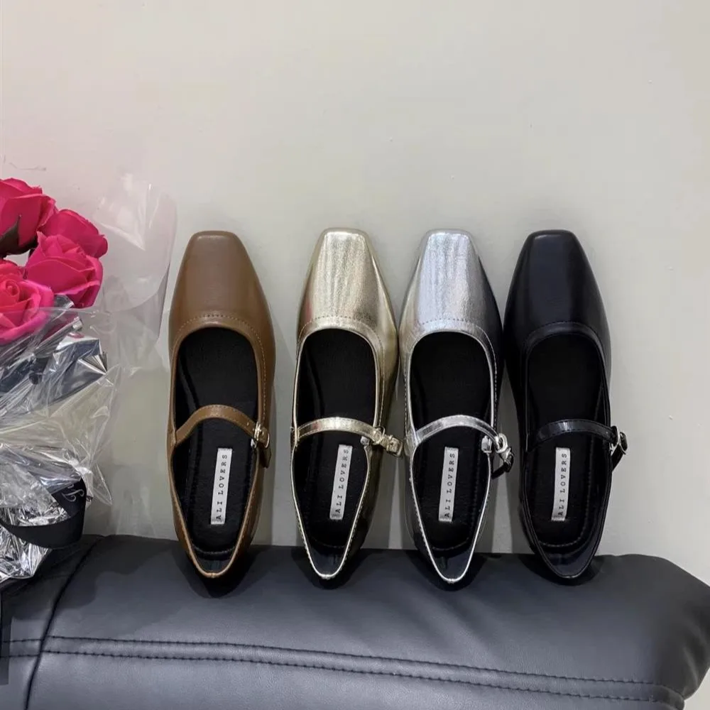 

Shoes Woman Flats Oxfords Shallow Mouth Square Toe Modis Casual Female Sneakers Dress Summer Retro Leather 2025 Fretwork Leisure