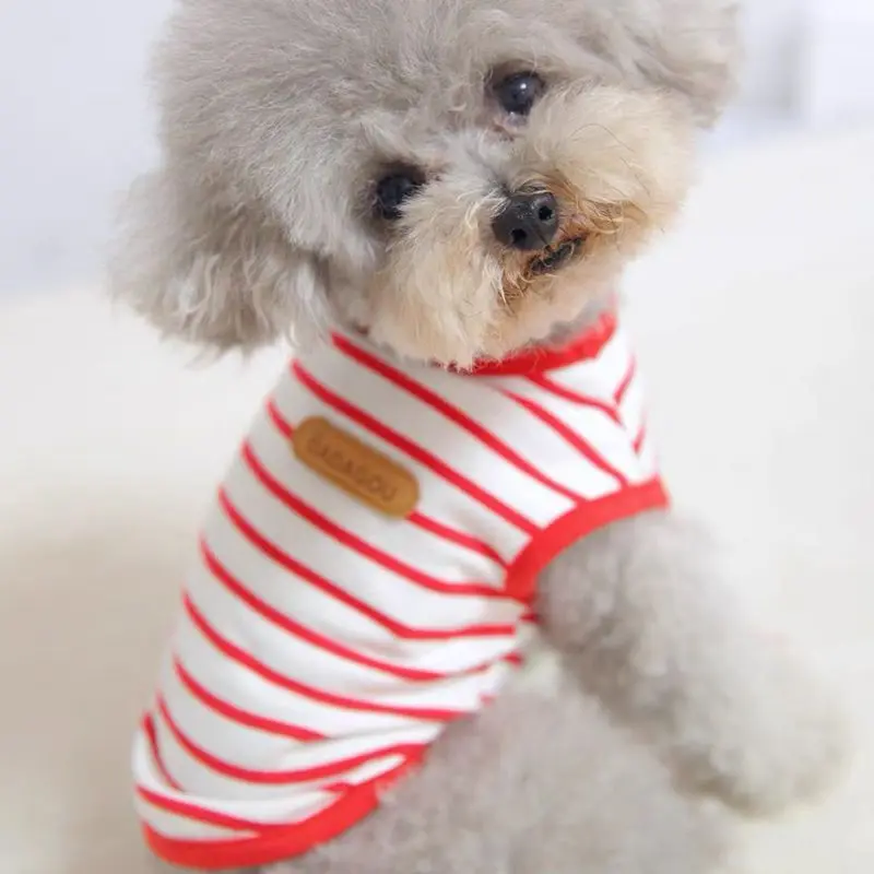 Striped Puppy Sleeveless Vest Spring Summer Pet Clothes for Small Dogs Pomeranian Chihuahua Pullovers Kitten T-shirts Outfits