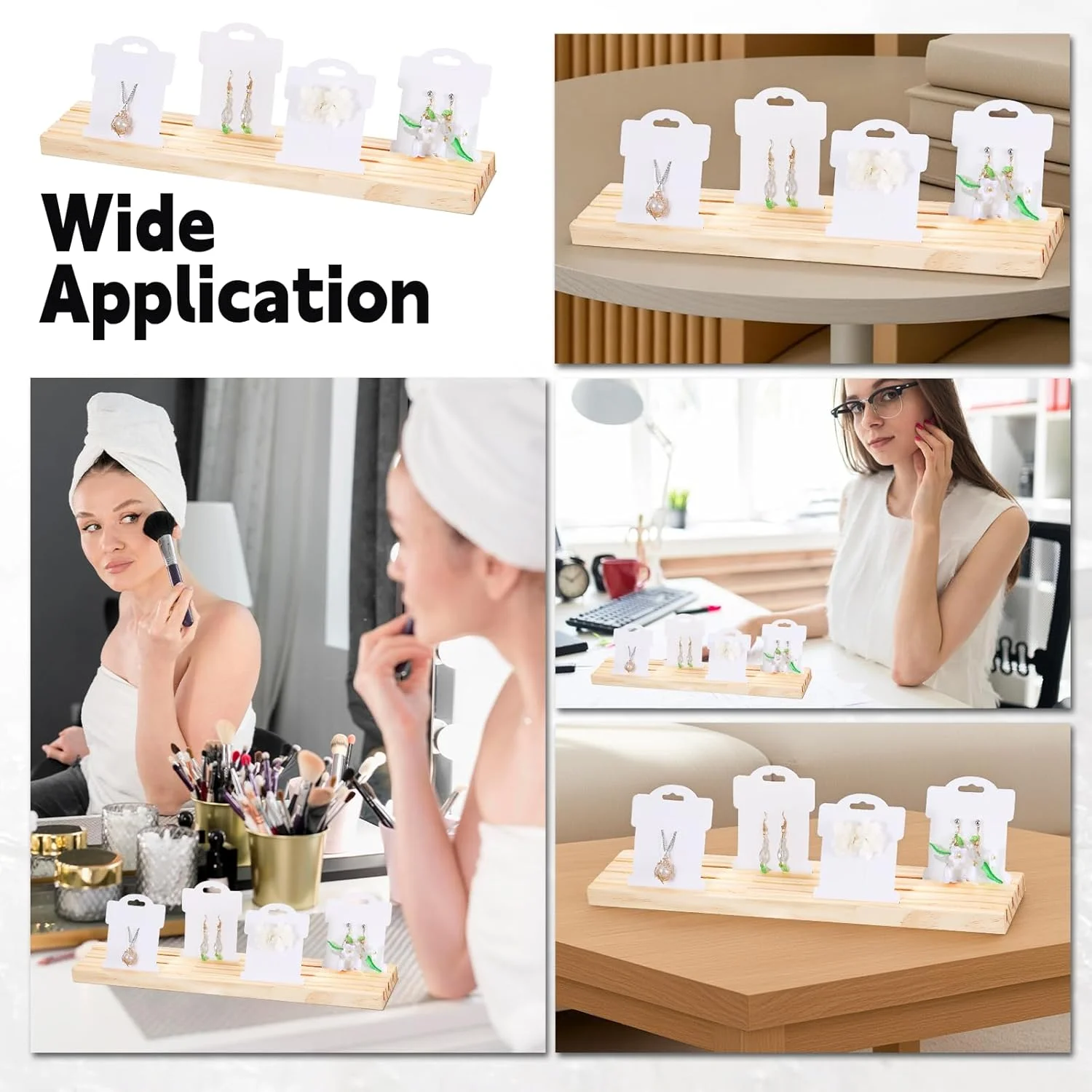 Natural Wooden Earring Display Rack, 3-Slot Jewelry Earring Display Rack Wooden Earring Card Holder Jewelry Storage Rack Jewelry