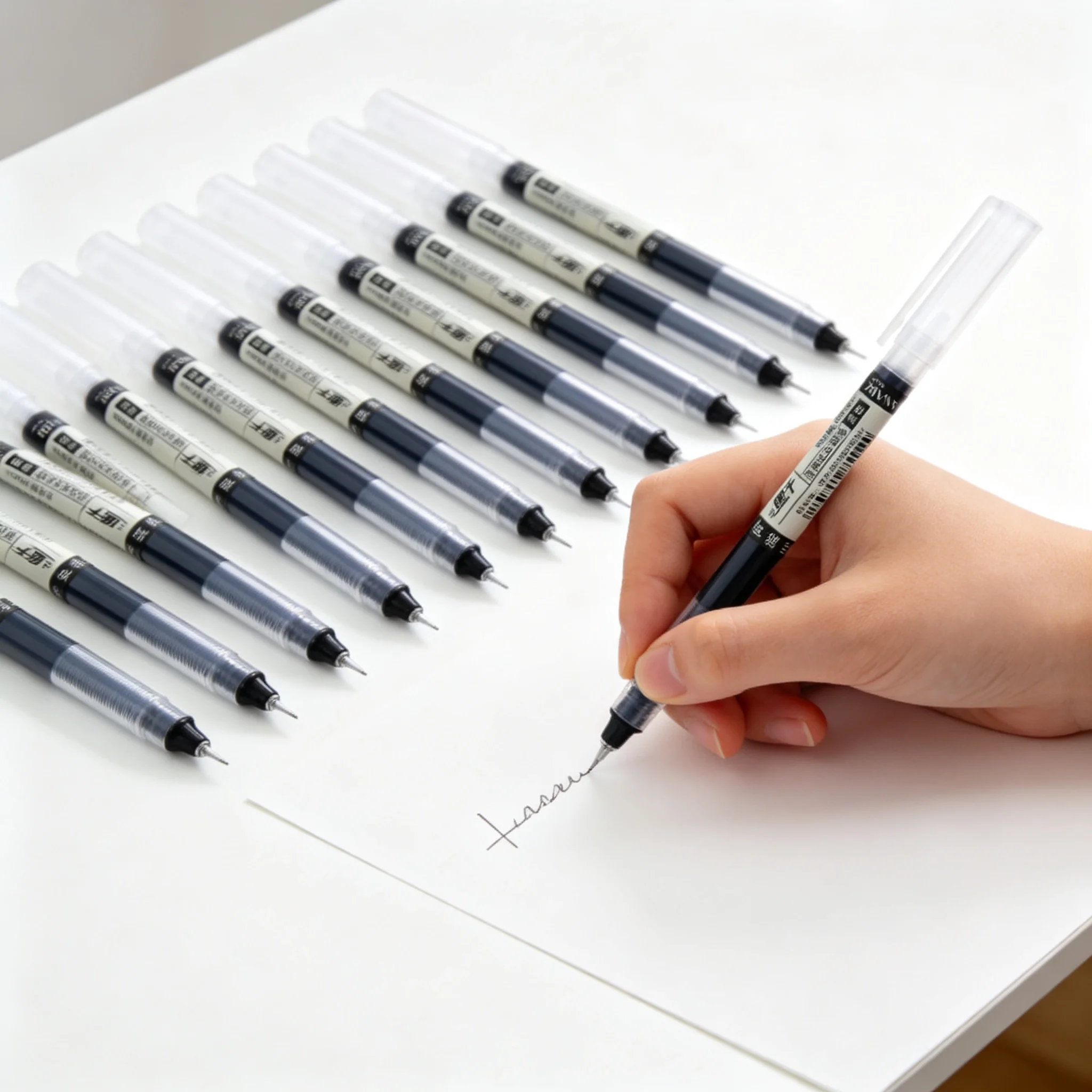 10 Quick-Drying Plastic Gel Pens, Fine Tip, Smooth Writing, Fast-Drying Ink, Safety Cap, For Students, Exams, Homework, Office