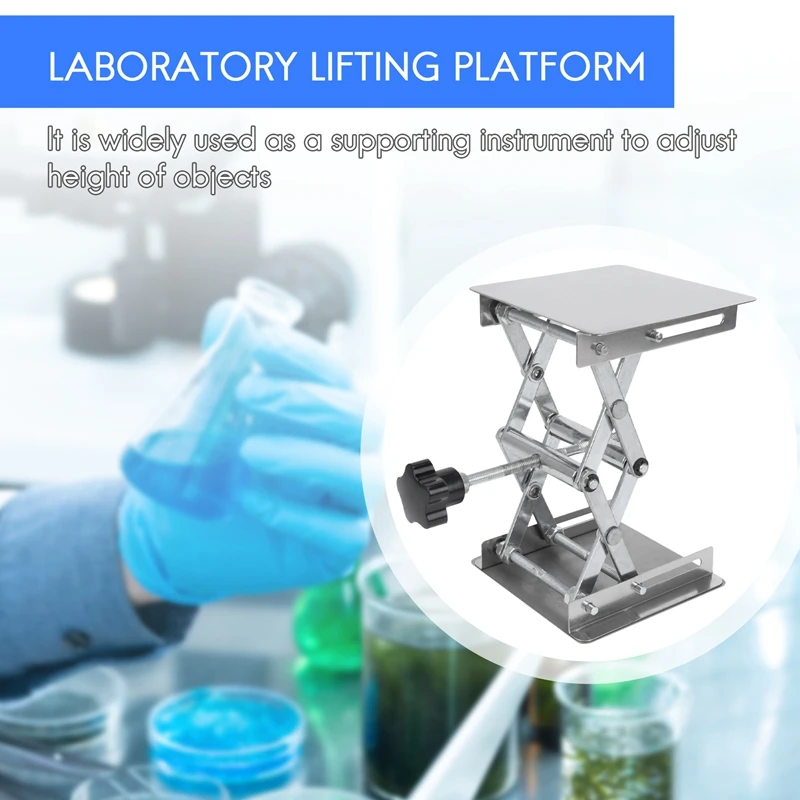 Scientific Lab Jack-100 X 100Mm Stainless Steel Lab Stand Table Rack Scissor Lab-Lift Lifter For Science Experiment