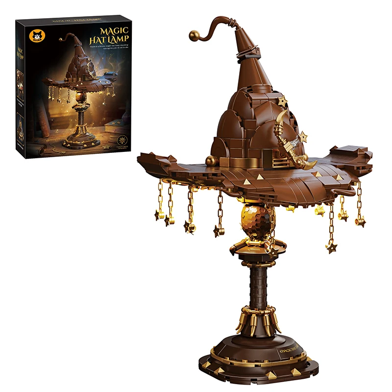 Magische Hoed Lamp Bouwspeelgoed Fantasie MOC Bricks Model Creatieve Blokken Speelgoed voor Kinderen Volwassenen Cadeaus Kamerdecoratie Met Licht 698 st.