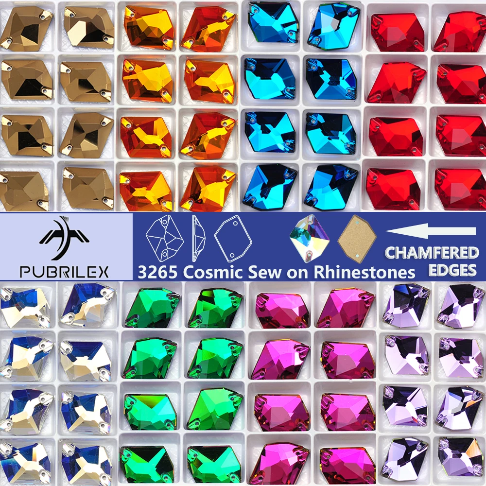 Pubrilex-Strass Cosmique à Coudre, Strass à Dos pio, Trous en Clip de Verre, Couture pour Vêtement Artisanal, Robe Trempée, 3265