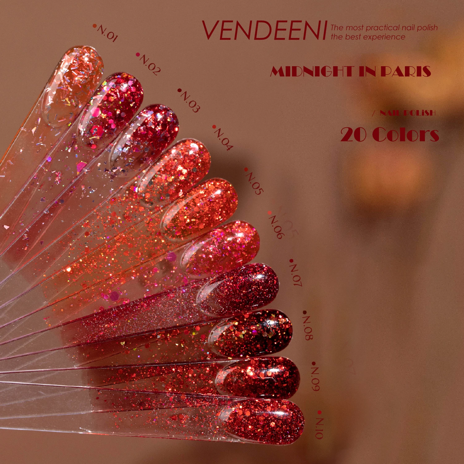 Vendeeni Reflective Glitter Gel Nail Polish Valentine Collection HEMA TPO FREE OEM Super Shiny 20colors Red Flash Gel Polish