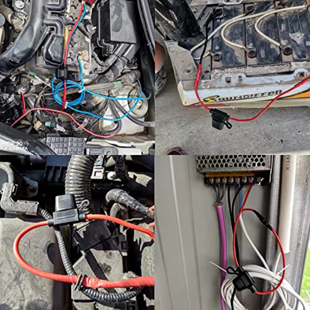 4er-Set 10 AWG Standard-Flachsicherungshalter, spritzwassergeschützte Box 12V 40A mit Sicherungen, Flachdraht-Trennschalter, Sicherungssockel – Detail 5