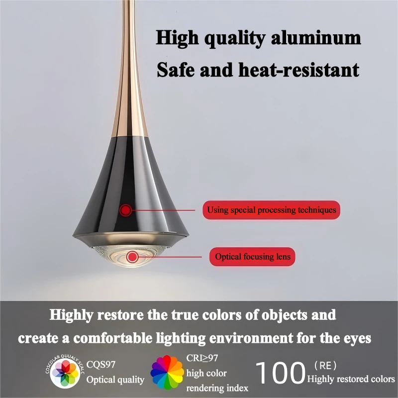 MARPOU Pendant Light 6W 3 Color Lights Adjustable Height LED Chandelier Modern Italian Design Simple Bedside Hanging Line Light