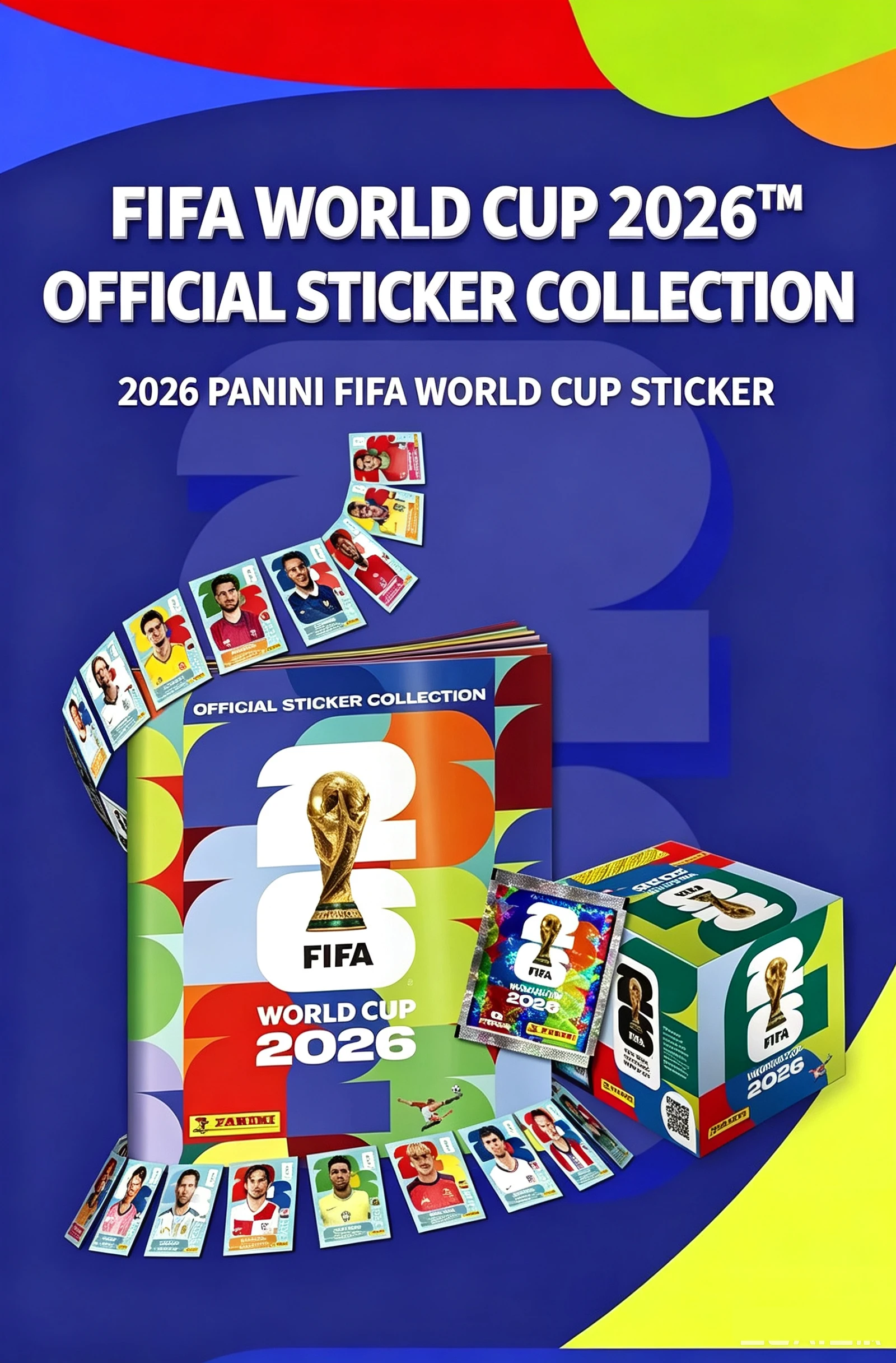 Genuine Panini 2026 FIFA World Cup star stickers with random football stars, fun desktop collectible game items for soccer fans