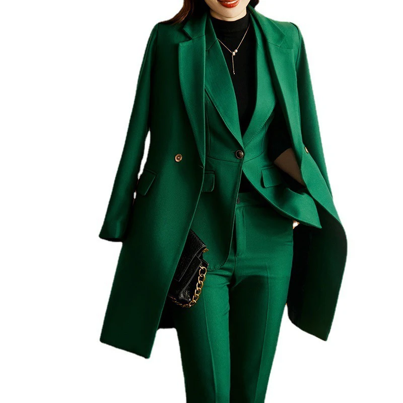 Formal Business Women Suits Fabric Autumn Winter Professional High Quality Office Work Wear Trousers Set Pantsuits Blazers