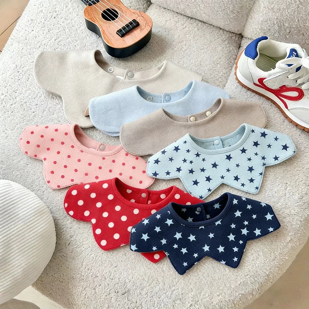 

360 Deg Double Sided Color Baby Stuff Items Four-layer Cotton Bib Infants Cartoon Prevent Spitting Up Baby Apron Children Gift
