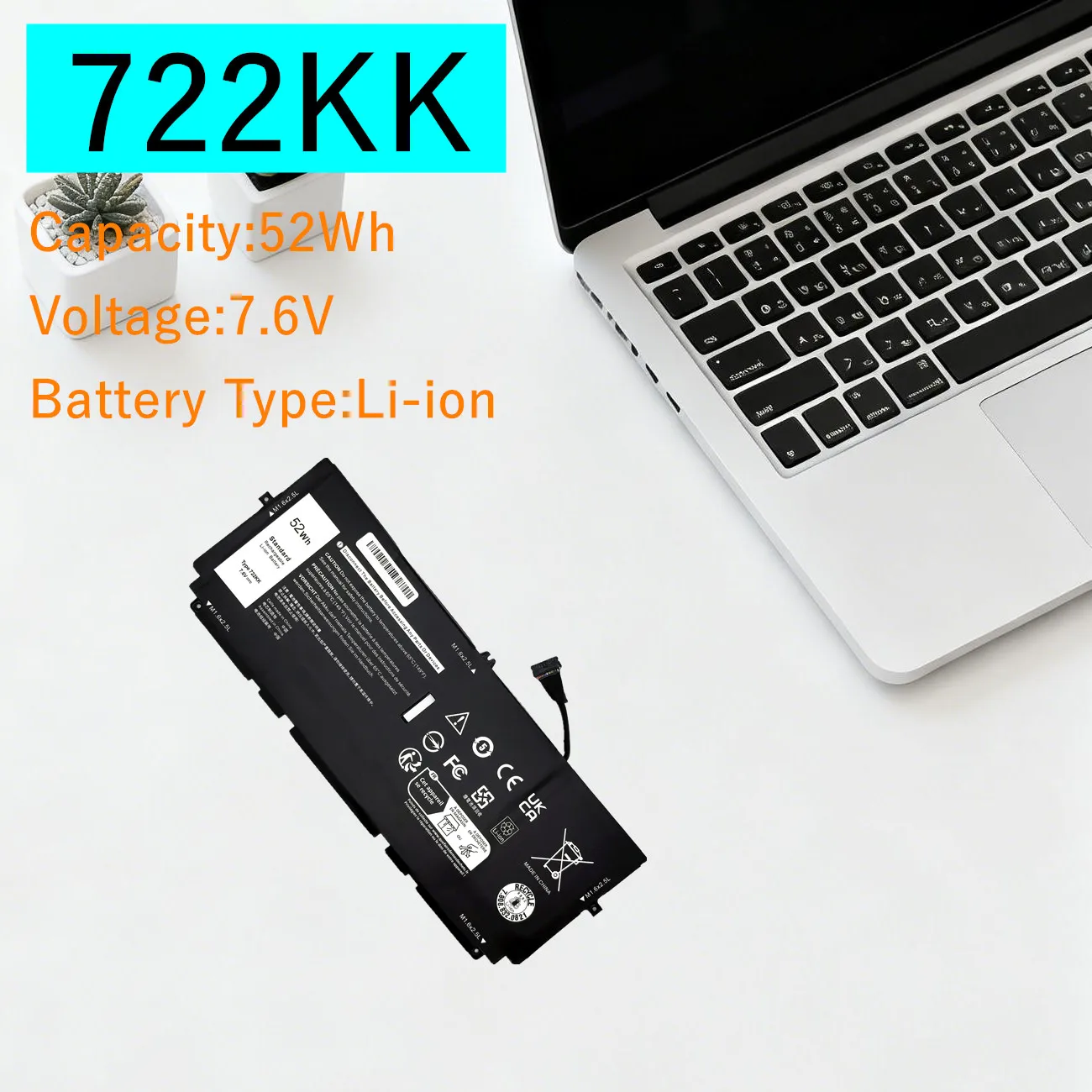 722KK 2XXFW Laptop Battery For Dell XPS 13 9300 9310 9380 (2020) 13.4