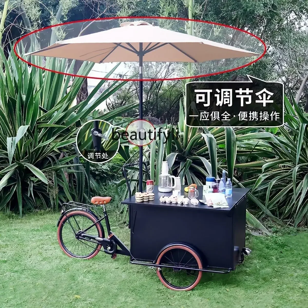 D178 Y Retro solid wood food truck Mobile dining car Stall car Shopping mall display car Snack sales