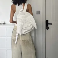 Sac à dos à ailes Style Y2k pour femmes, sac en toile d'ange mignon japonais, pompon créatif, couleur unie, sac à bandoulière de grande capacité pour étudiantes 3