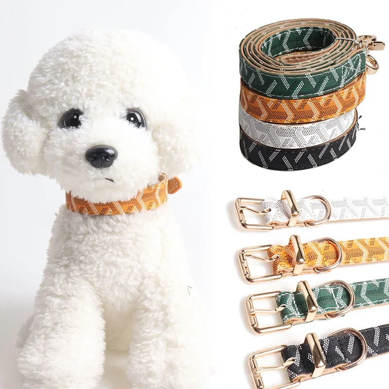 PU Leather Pet Collar Cute Dog Cat Necklace Personalized Collars For Cats Dogs Leash Pets Supplies Accessories Harness