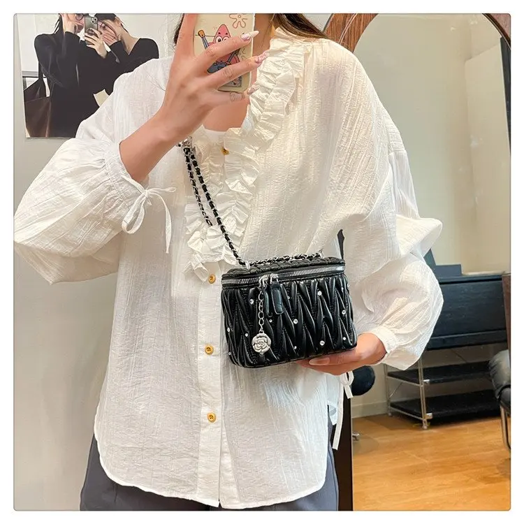 

2025 Summer 243 Versatile Simple Casual New Average Size PU Box Bag Shoulder Messenger Bag Summer Solid Color Pull