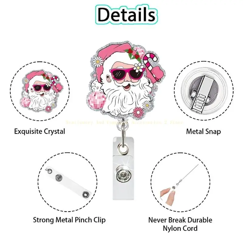 格納式 ABS バッジ ホルダー クリスマス スパンコール バッジ ホルダー オフィス スタッフ用