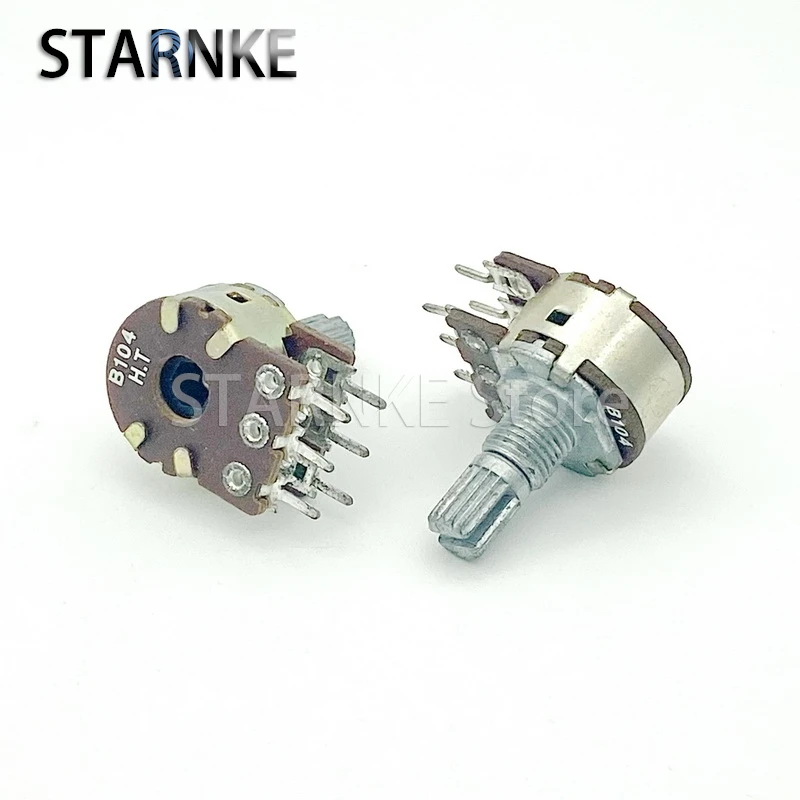 2PCS 16 Type Double B104 B100K Amplifier Audio High And Low Volume Potentiometer 15mm Handle