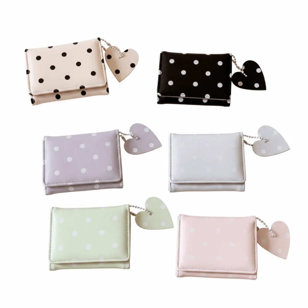 Large Capacity Polka Dot Short Wallet Foldable Lightweight Card Holder Wallet Button Closure Multi Card Slots Coin Purse Travel