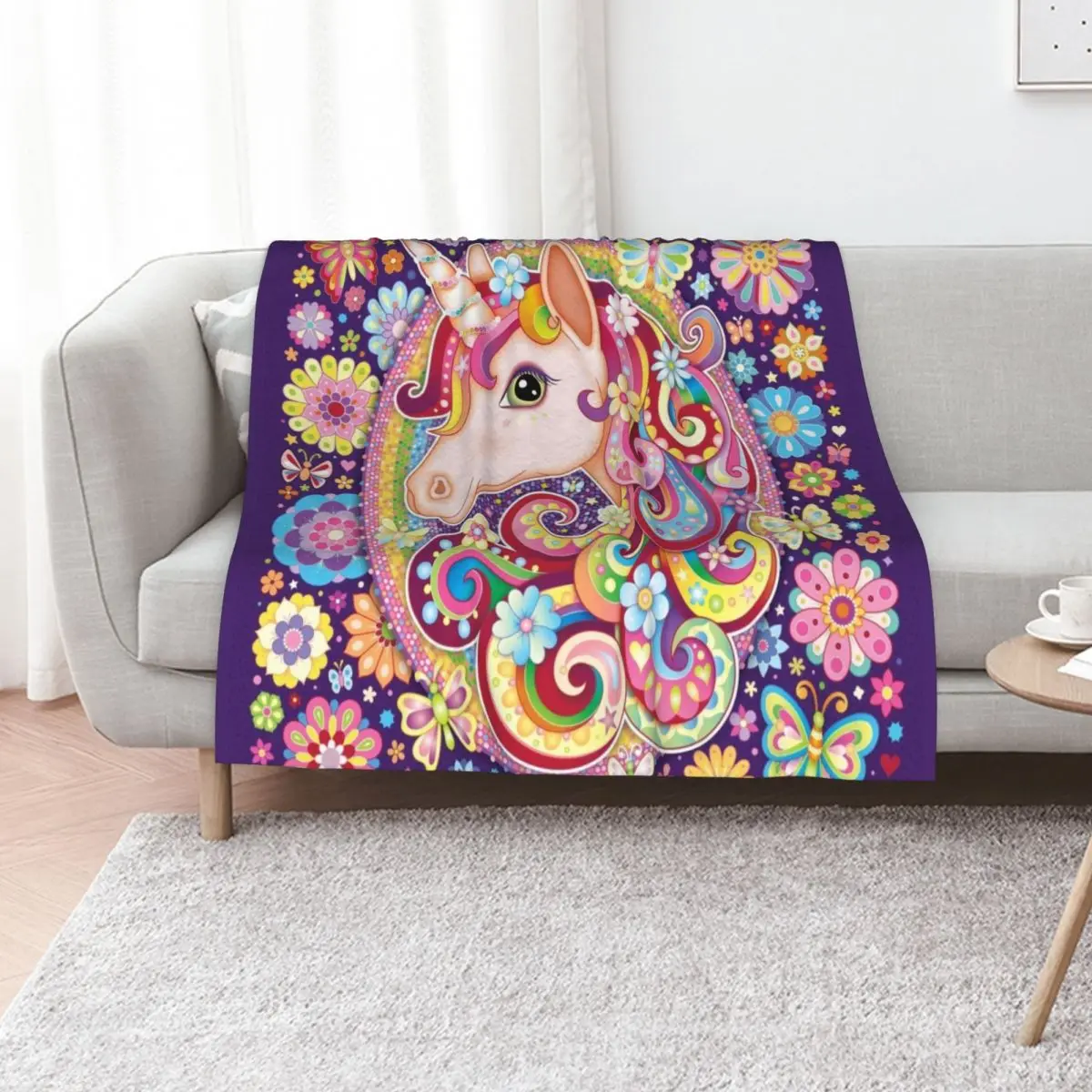 Unicorn Rainbow Art - Colorful Unicorn Art by Thaneeya McArdle Throw Blanket Plush Beach for sofa Furry Retros Stuffeds Blankets