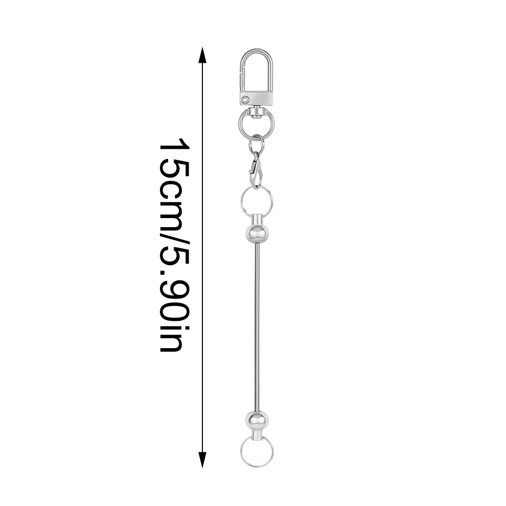 10Pcs 15cm Silvery Metal Keychain Blanks, D Snap Clasp Beadable Key Chain Bars For DIY Beaded Keyring, Bag Charm & Jewelry Craft
