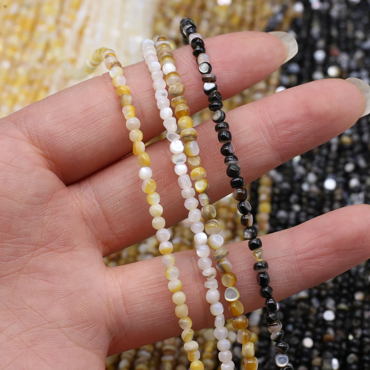 Men'S Yellow Accessories - 3-4mm Natural Freshwater Shell Irregular Beads