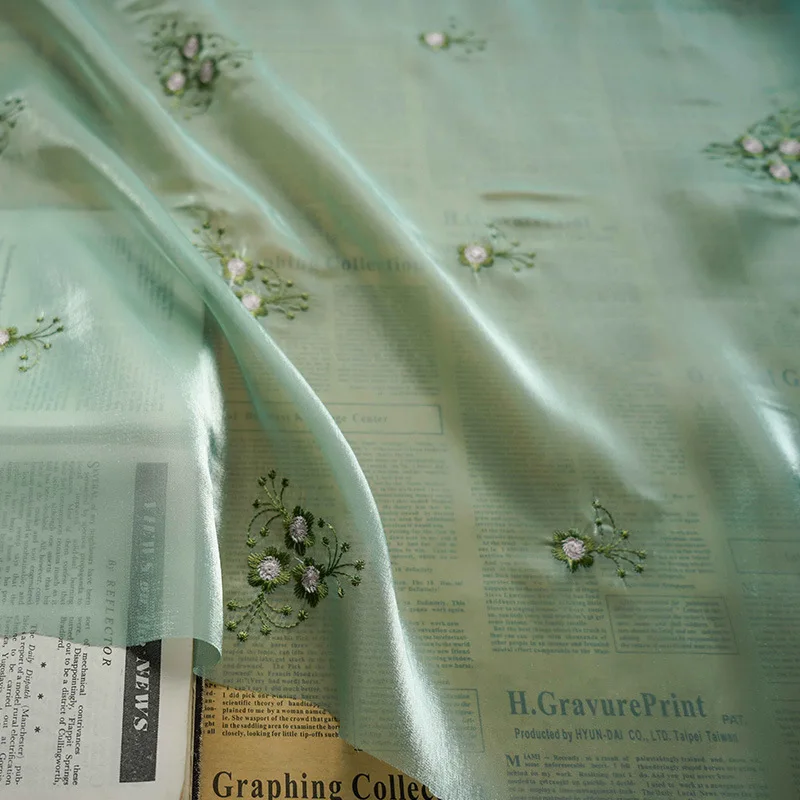 Embroidered Bright Silk Tulle Fabric For Spring Summer Dress Wedding Dress Designer Fabric