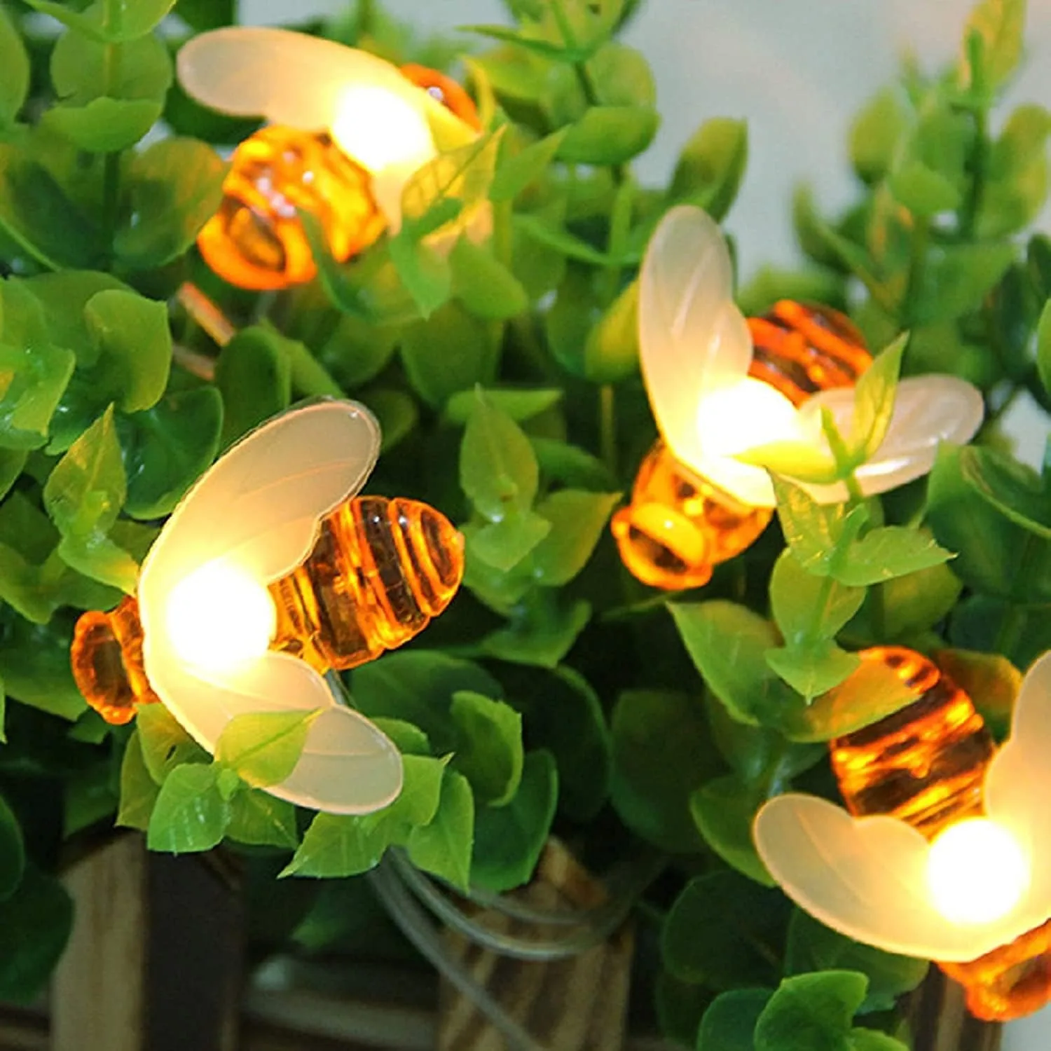 Solar String Light 50 LED Cute Bee Outdoor Waterproof Wedding Garden Patio Party Christmas Tree Honeybee Starry Fairy Decor Lam