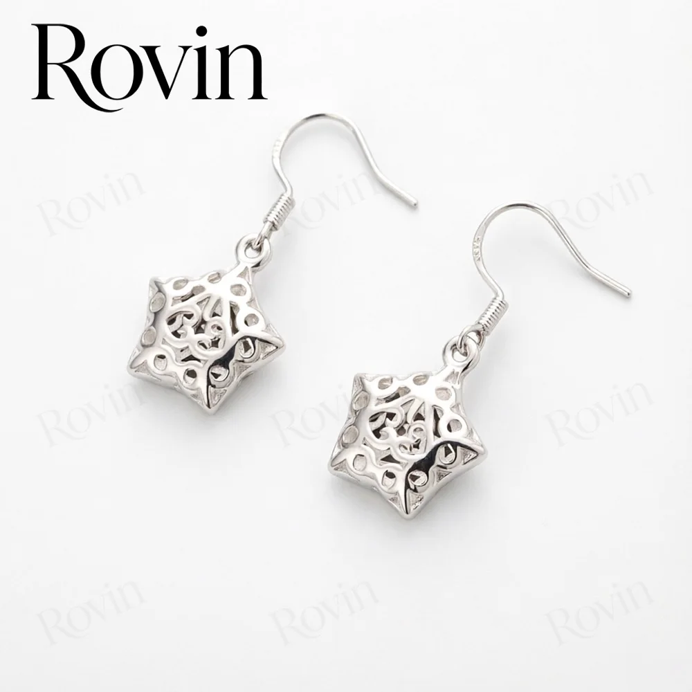18K Gold Exquisite Openwork Star Earrings – Minimalist, Stylish Jewelry for Weddings and Parties