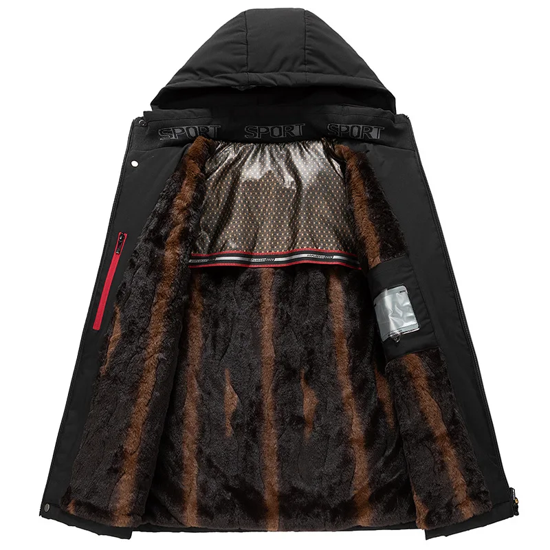 جديد الشتاء الرجال مقنعين الصوف الدافئة أسفل السترات فضفاضة عادية سترات جودة الذكور سمكا الجرافين معاطف الشتاء الدافئة حجم 5XL #3