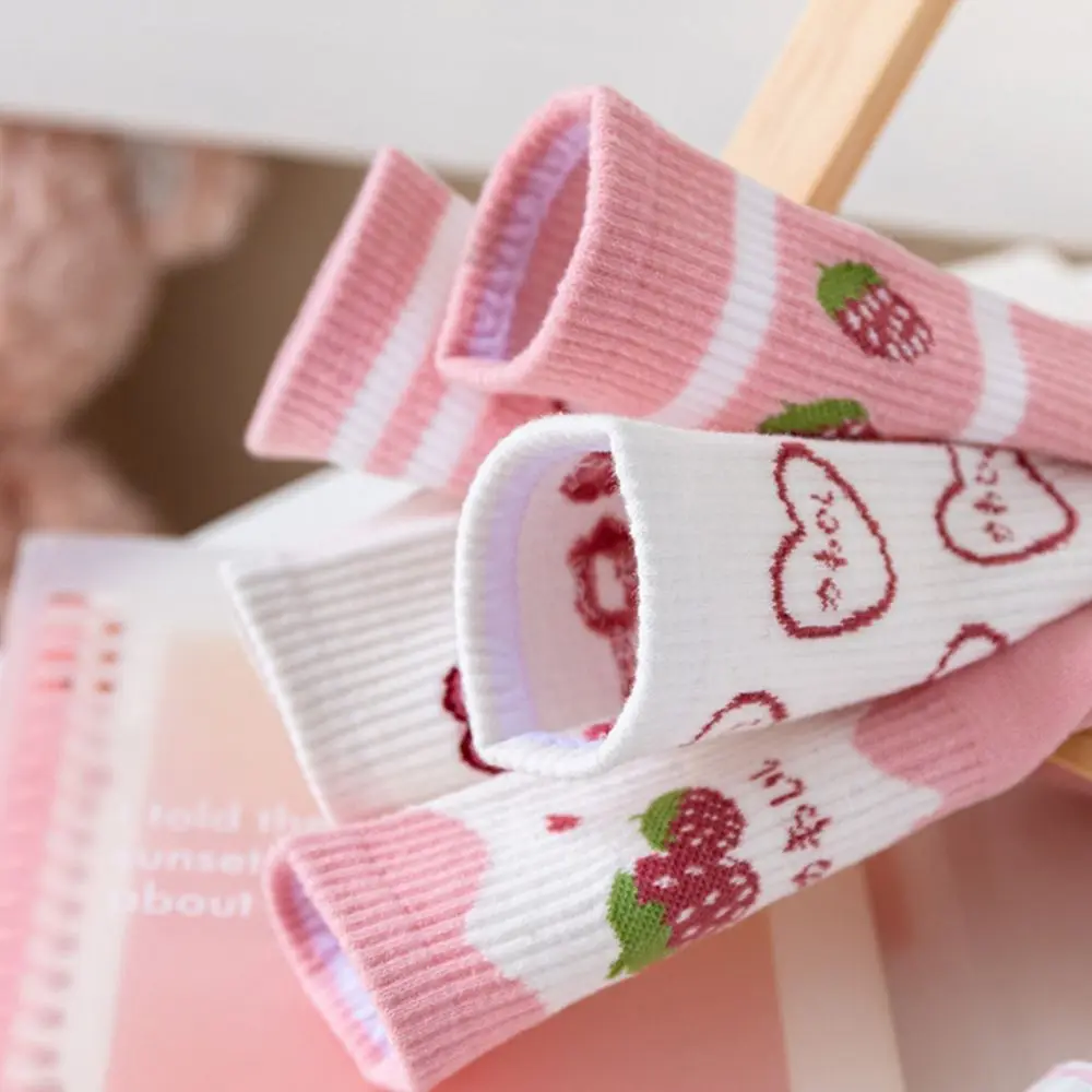 Sweet Harajuku Girls Gift Fashion Design Pink Series Rabbit Mid-Tube Socks Korean Style Socks Cotton  Hosiery Women Socks