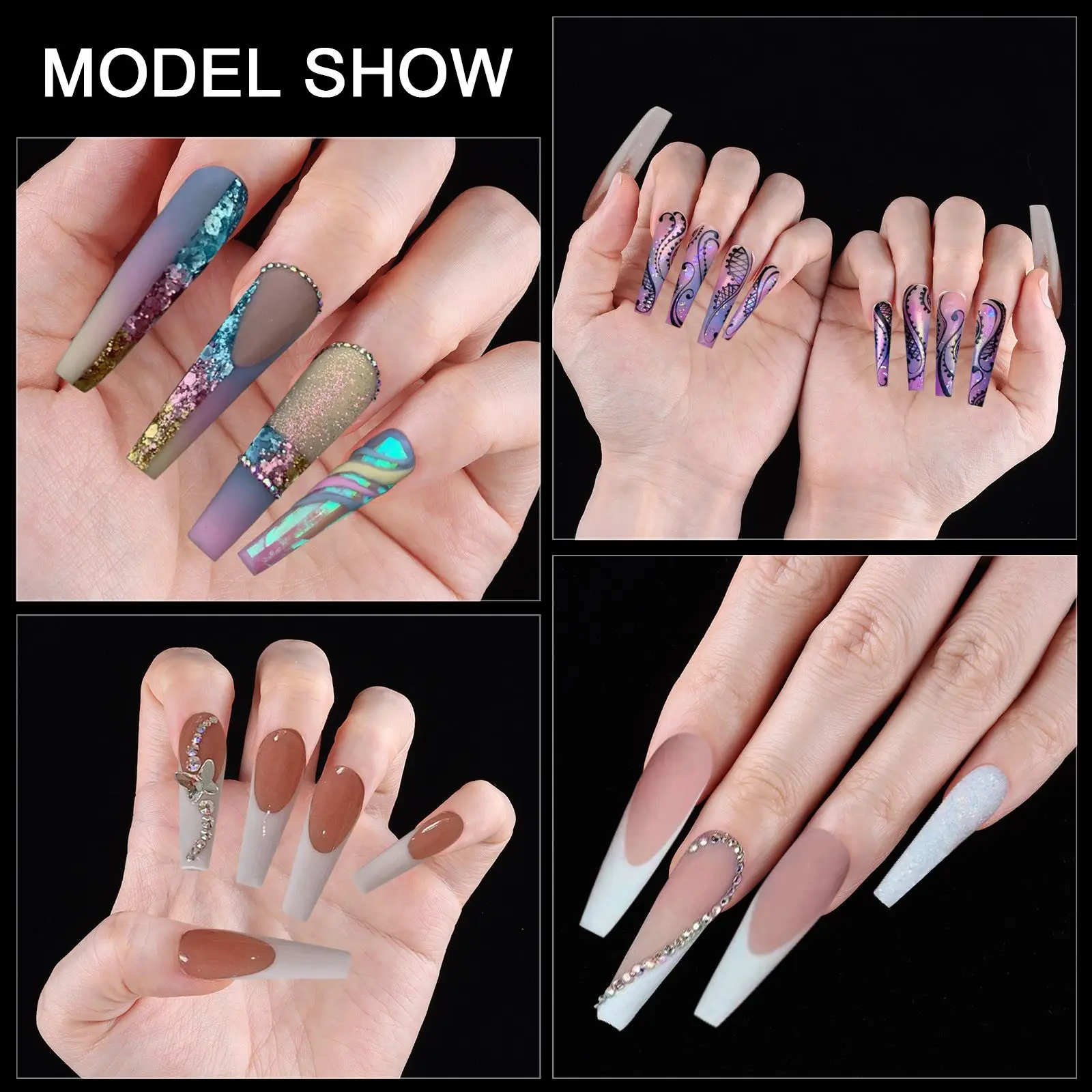 Nail Molds 12 Sizes Nail Forms Poly Extension Nail Gel French Style Coffin Dual Nail Forms Long Ballerina Clear