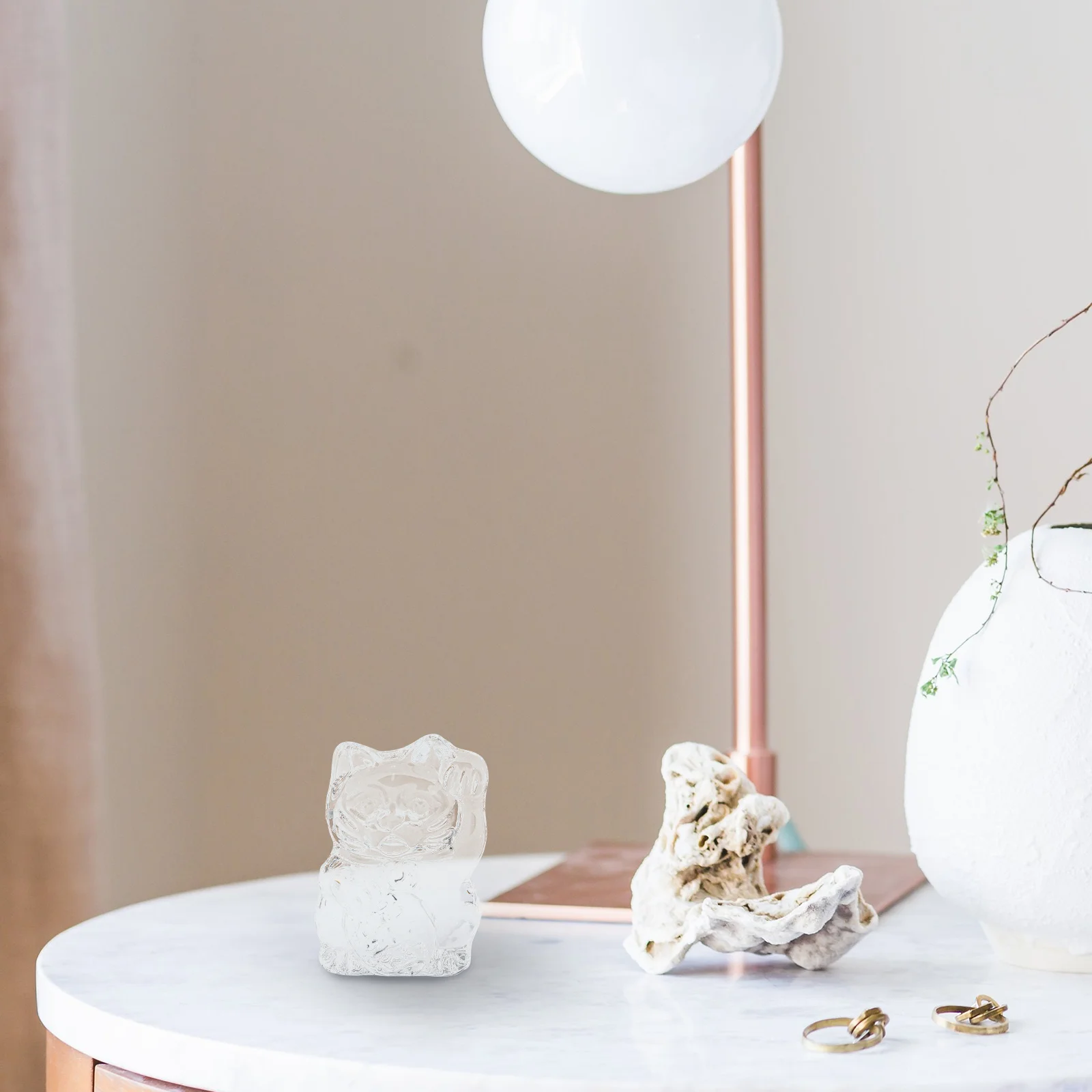 

1Pcs Fortune Cat Crystal Adornment White Desktop Decor Home Ornament Elegant Crystal Craft Photo Prop Gift Decoration