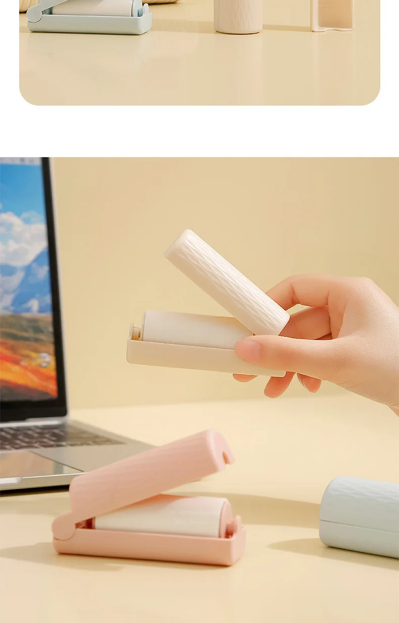 Mini Faltbare Fusselrolle Tragbarer Klebriger Tierhaar-Entferner Abreißbares Klebepapier Staub- und Fluschenreiniger für Kleidung Sofa Reisegebrauch – Detail 20