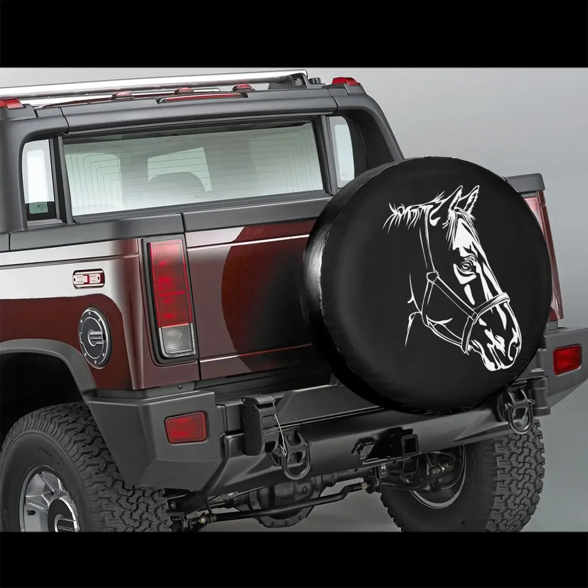 Silhouette Of Horse Head Spare Tire Cover Bag Pouch for Jeep Pajero Dust-Proof Car Wheel Covers 14