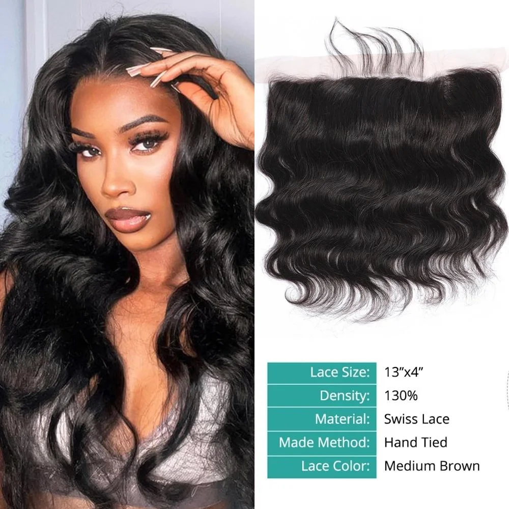 

Кружевная фронтальная застежка с детскими волосами Человеческие волосы Кружевная застежка Remy Бразильская объемная волна Плетение волос от уха до уха 13x4 Кружевная фронтальная застежка