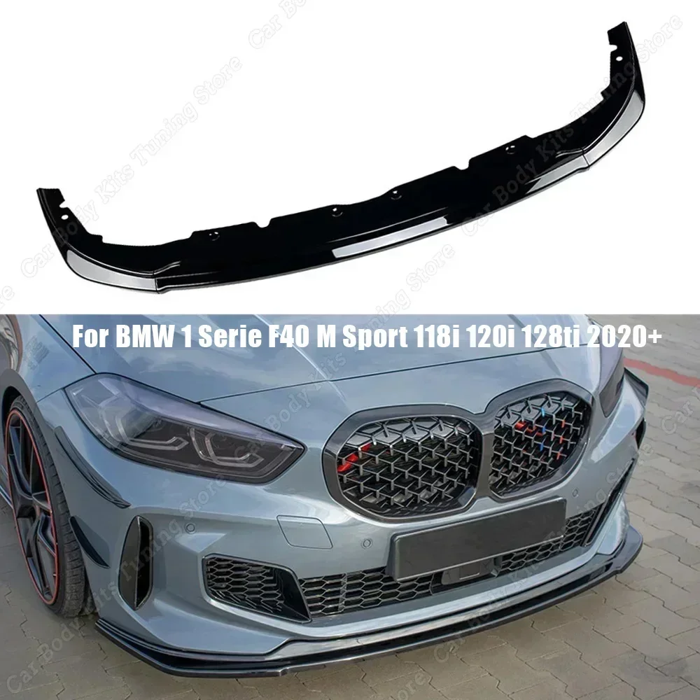 For BMW F40 3Pcs Car Front Bumper Splitter Lip Diffuser Spoiler 1 Series 118i 128ti M135i M Sport Body Kit 2019-2022 Tuning ABS