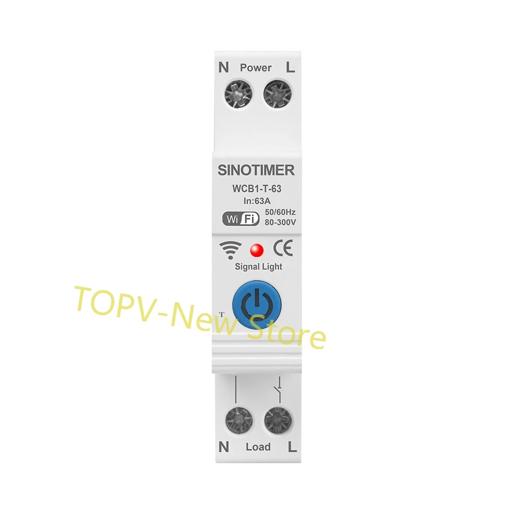 WCB1-T-63 Tuya Smart Remote Control Circuit Breaker 60-300V 50/60Hz 63A WiFi Remote Control On-Off Timer Switch Protector