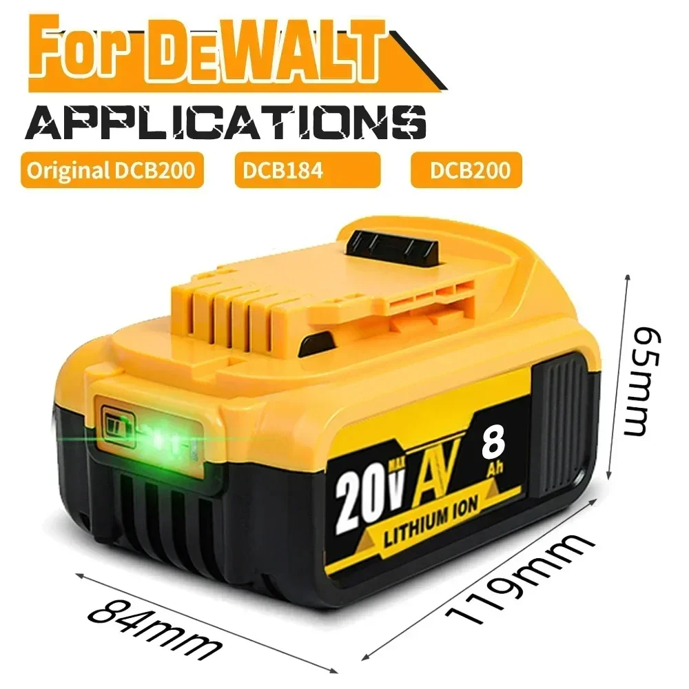 Nuova batteria compatibile con utensili elettrici dewalt 18V 8Ah batterie al litio ricaricabili per utensili elettrici 20V 18Volt 18v 5Ah 6Ah 8Ah