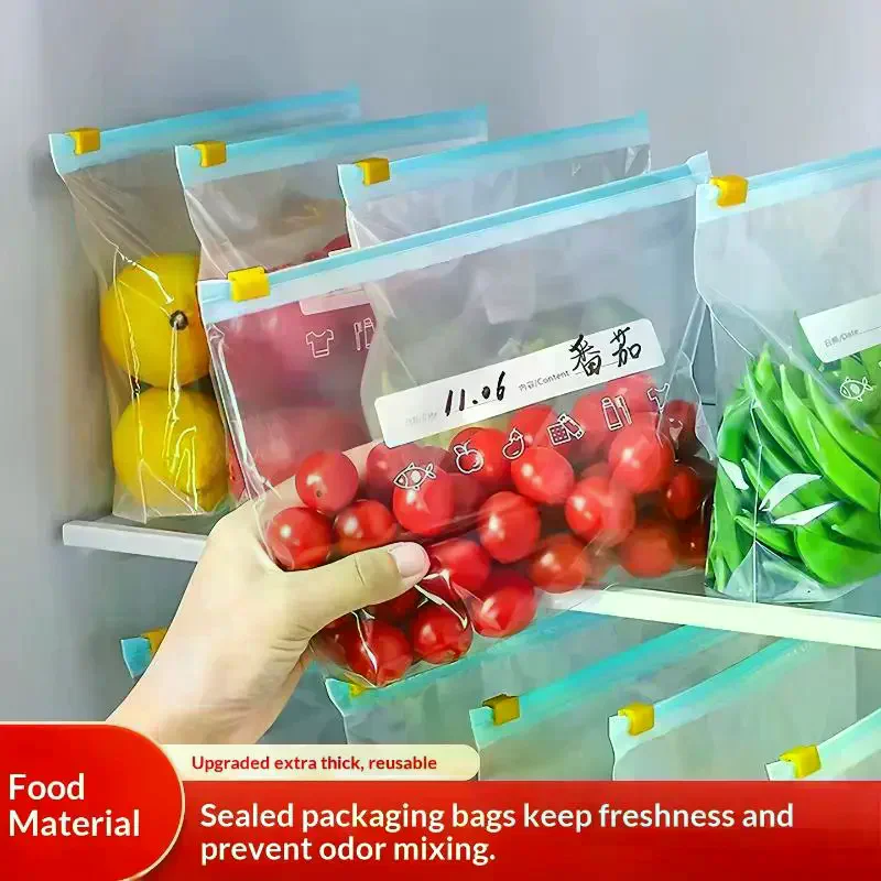 Thick Food Storage Bags  Leakproof Microwave Safe For Kitchen Fridge Food Storage Reusable