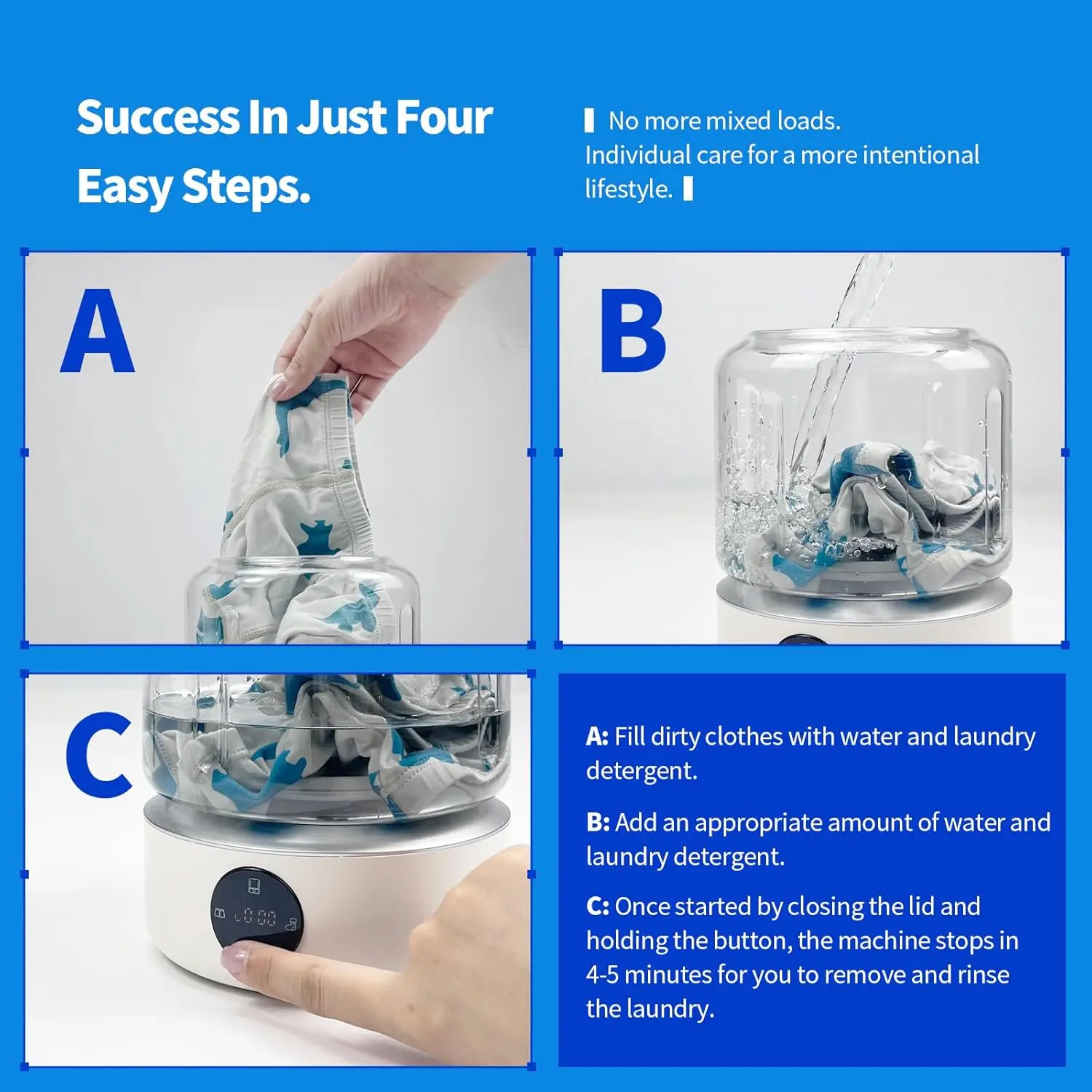 Portable Mini Washing Machine, Compact Spin-Dry & UV, Type-C, 4000mAh Battery, Purple