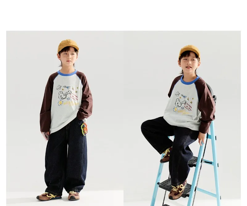 4-14 Jahre Jungen-Jeans UNITIM Herbst Kinder Jungen Trendige Denim-Hose Lose Elastische Taille Junge Teenager Jungen Gerade Hose Junior-Hose – Detail 14
