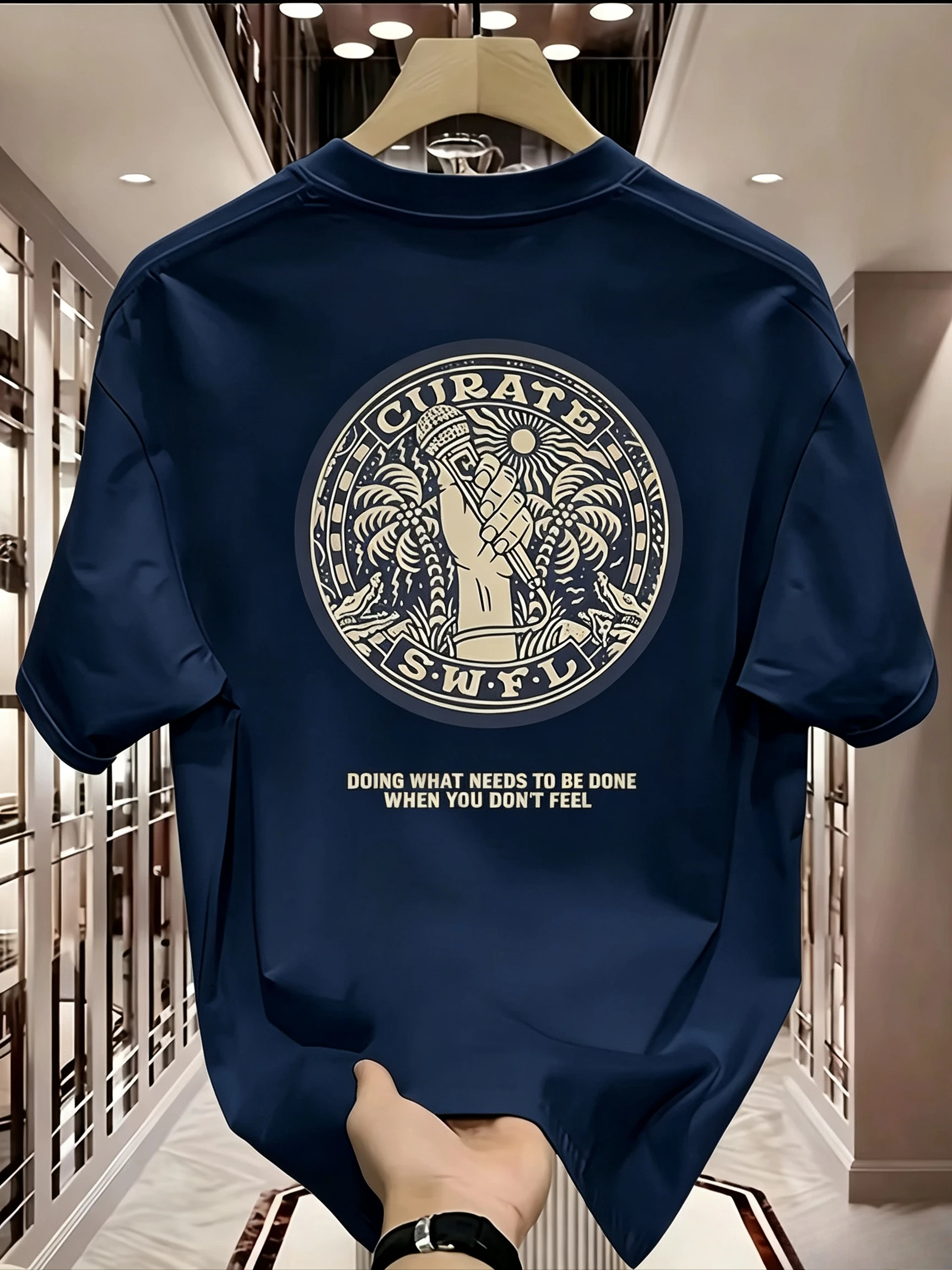 Vintage Circular Art Seal Graphic Tee Cotton Perfect for Summer Streetwear Trendy Retro Boho Style Comfortable and Casual