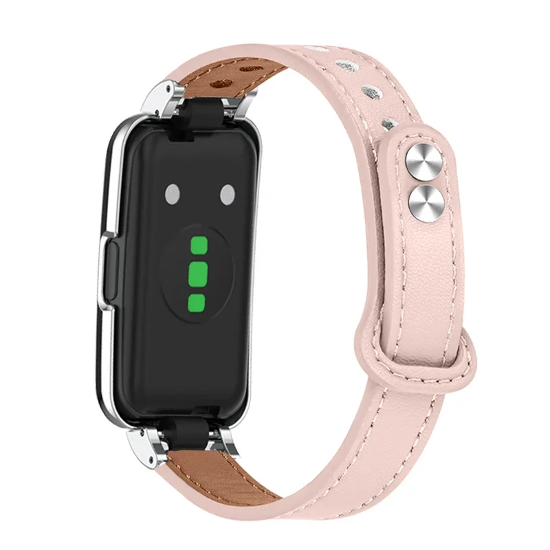 Etui na pasek do Huawei Band 8 7 6 Smartband Skórzana bransoletka do Honor Band 6 7 Opaska na rękę Metalowa osłona ochronna Shell