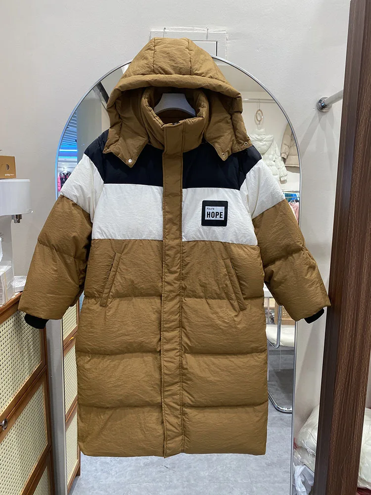 2023 Women's Winter Down Jacket Patchwork Long Wome Quilted Parka Thickened Warm Female Puffer Coat Outerwear