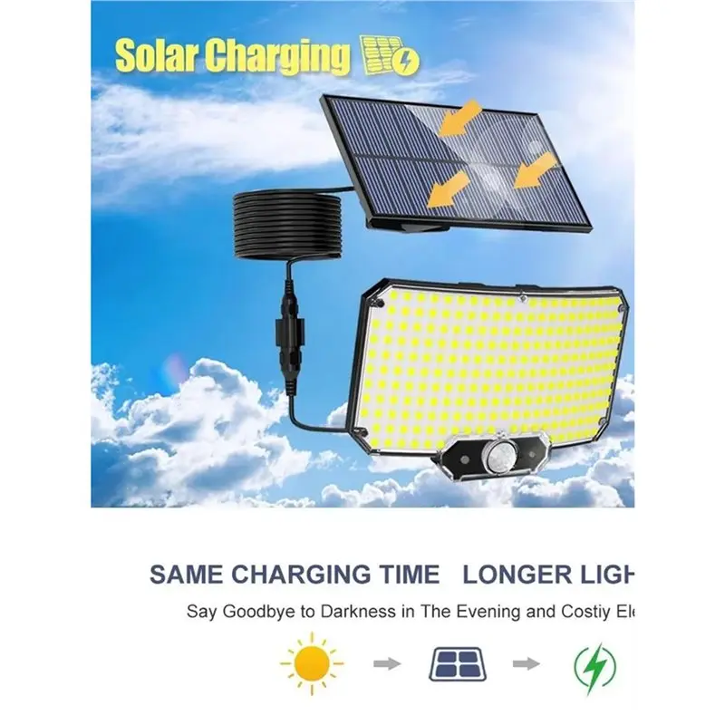 2X 234LED Solar Security Lights Outdoor Motion Sensor Waterproof 3 Modes Split Solar Flood Wall Light