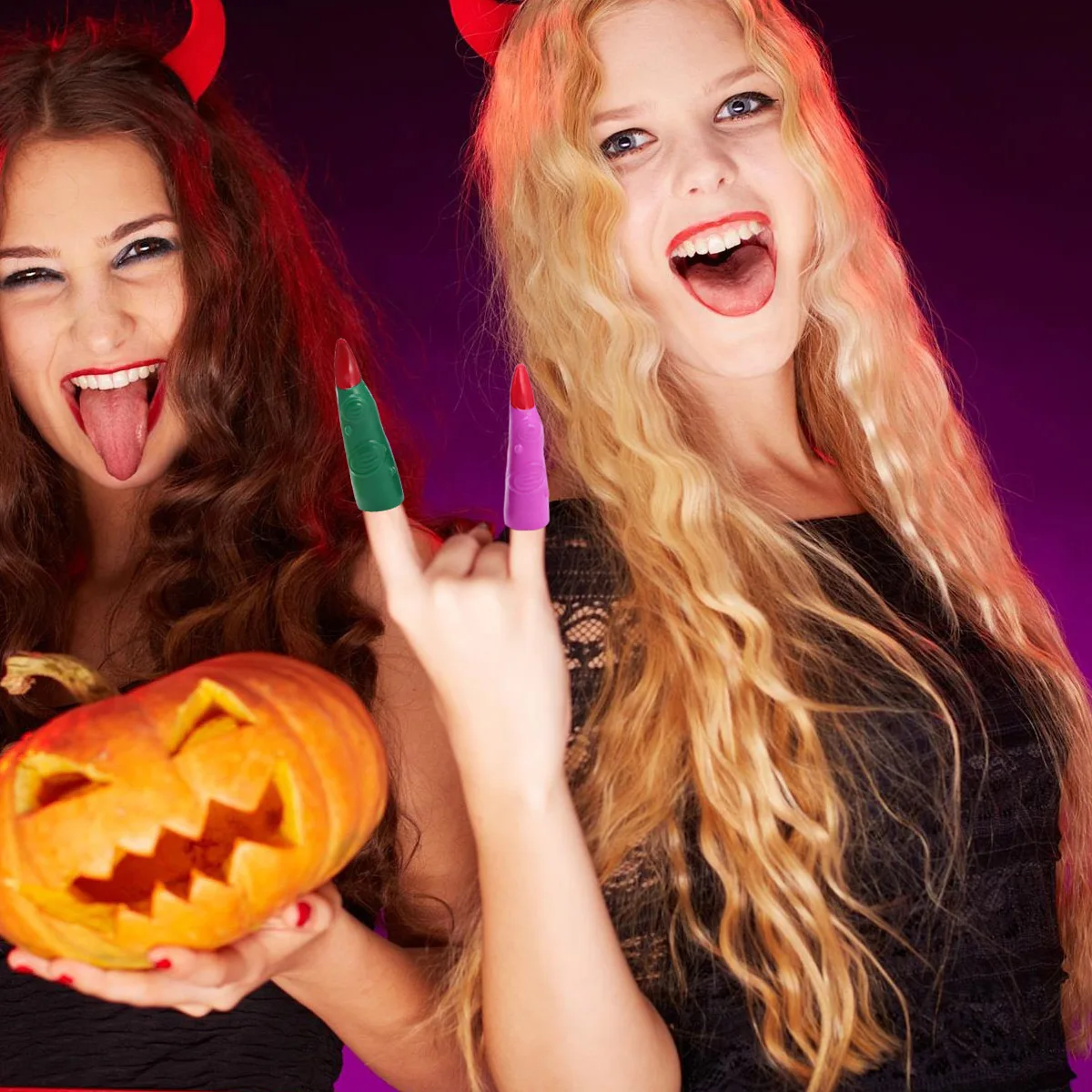 

20 Pieces Halloween Decor Cosplay Accessories Fake Fingers Costume Nails with Glue