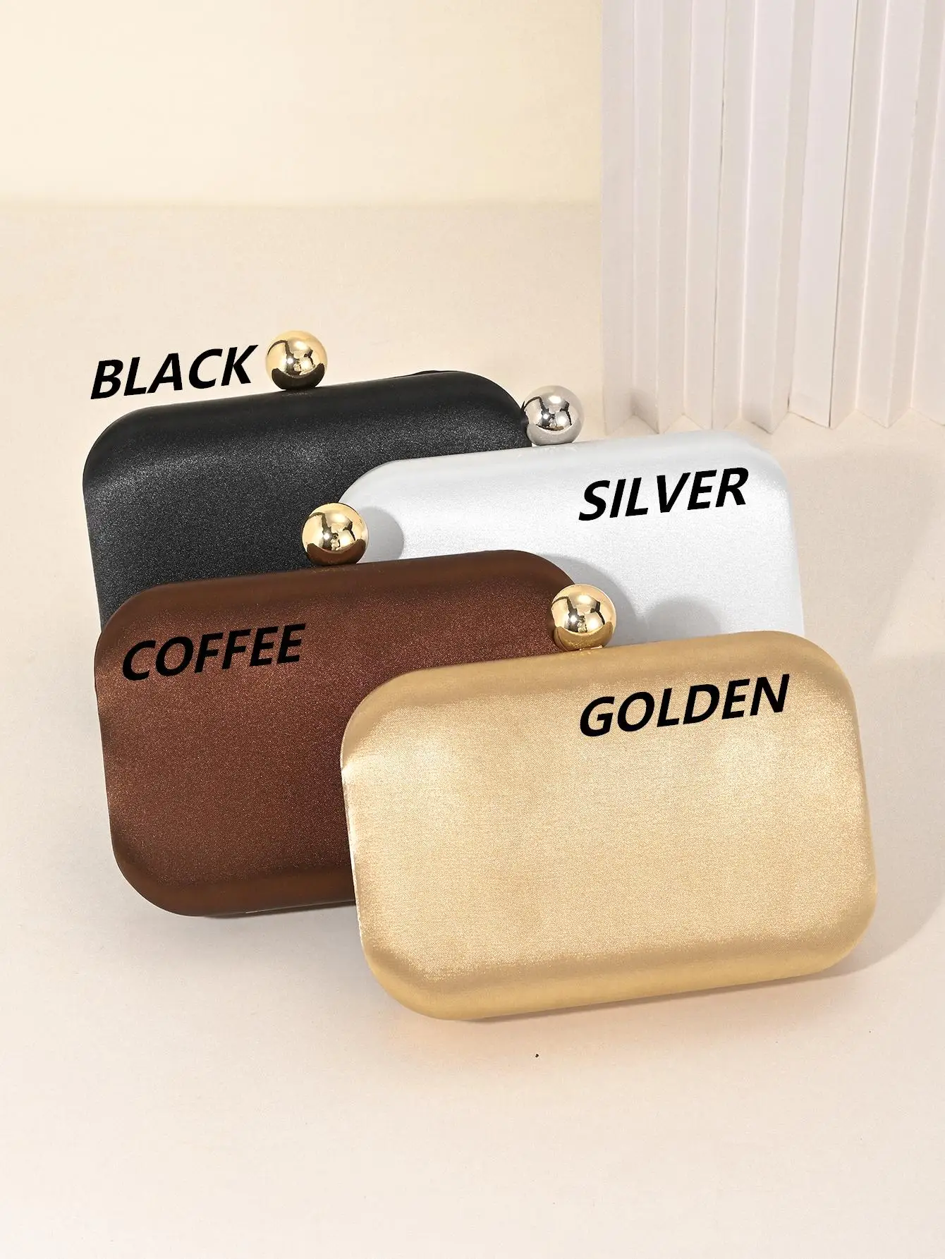 

Женская вечерняя сумочка, винтажная атласная квадратная сумка-клатч, элегантная вечерняя сумочка с золотистым шарообразным замком и съемной цепочкой.