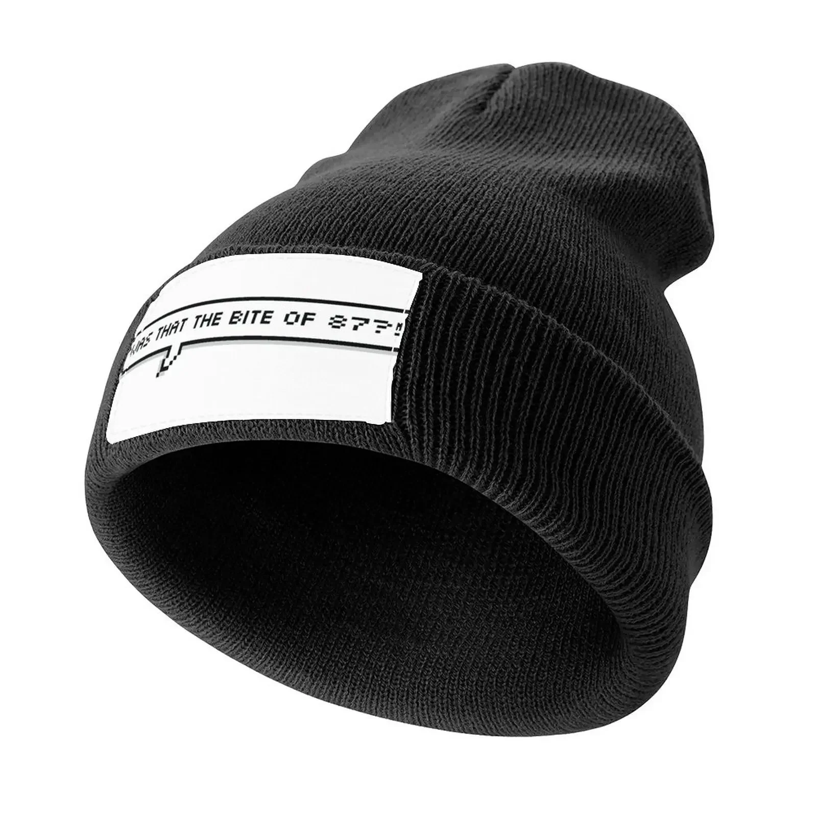 

Was That The Bite Of 87! Pixel Speech Bubble Knitted Cap Dropshipping Rugby Big Size Hat Woman Men's