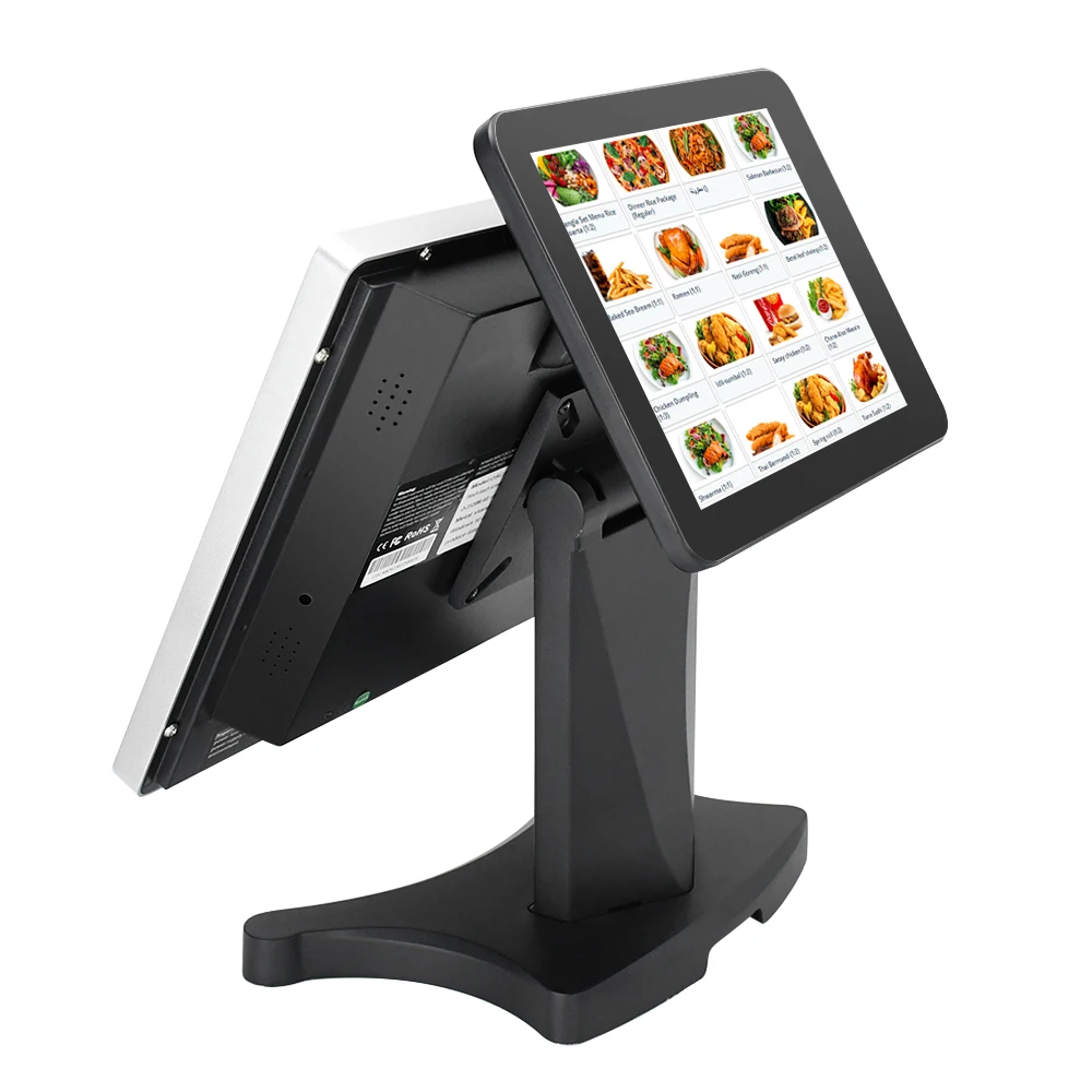 All In One Pos System Windows Computer 15+10 Inch Dual Capacitive Touch Screen Iron Shell/cash Drawer Pos System/pos